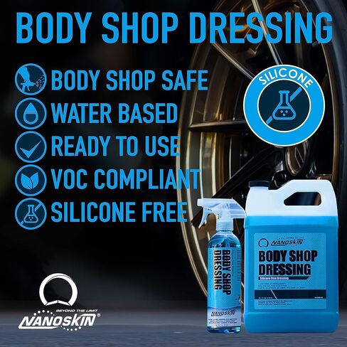 Nanoskin Body Shop Dressing 16 Oz. - Body Shop Safe, Silicone Free Formula | Restores Deep Black Color on Exterior Tires, Vinyl, Rubber, Plastic & Trim | Safe for Cars, Trucks, RVs, Boats & More in Saudi Arabia