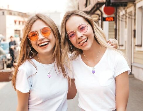 Lezmoii قلادة القلب المنجد الذي يحمل صورة الصورة داخل قلادة الصداقة أفضل هدية قلادة صديق للنساء الفتيات قلادة BFF لمدة 2 in Kuwait