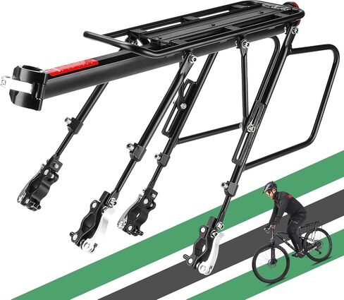 رف الدراجة الخلفي من WEST BIKING - تحميل 220 رطلًا، رفوف شحن عالمية قابلة للتعديل من سبائك الألومنيوم للدراجة، رف خلفي لأمتعة الدراجة خفيف الوزن مقاوم للماء مع تصميم سريع الاتصال لدراجة الطريق، MTB، Ebikes in Kuwait