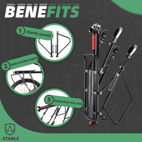 رف الدراجة الخلفي من WEST BIKING - تحميل 220 رطلًا، رفوف شحن عالمية قابلة للتعديل من سبائك الألومنيوم للدراجة، رف خلفي لأمتعة الدراجة خفيف الوزن مقاوم للماء مع تصميم سريع الاتصال لدراجة الطريق، MTB، Ebikes in Kuwait