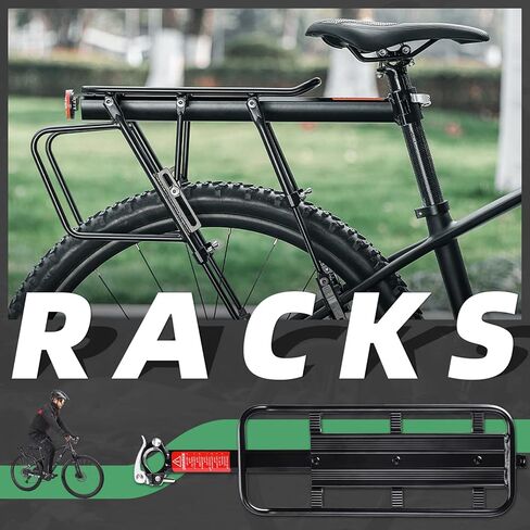 رف الدراجة الخلفي من WEST BIKING - تحميل 220 رطلًا، رفوف شحن عالمية قابلة للتعديل من سبائك الألومنيوم للدراجة، رف خلفي لأمتعة الدراجة خفيف الوزن مقاوم للماء مع تصميم سريع الاتصال لدراجة الطريق، MTB، Ebikes in Kuwait