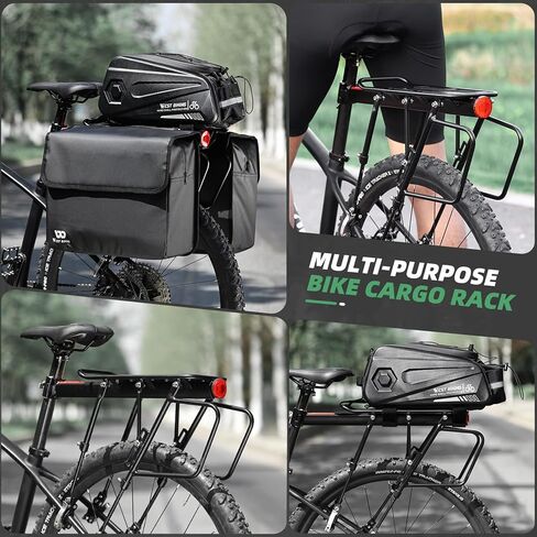 رف الدراجة الخلفي من WEST BIKING - تحميل 220 رطلًا، رفوف شحن عالمية قابلة للتعديل من سبائك الألومنيوم للدراجة، رف خلفي لأمتعة الدراجة خفيف الوزن مقاوم للماء مع تصميم سريع الاتصال لدراجة الطريق، MTB، Ebikes in Kuwait