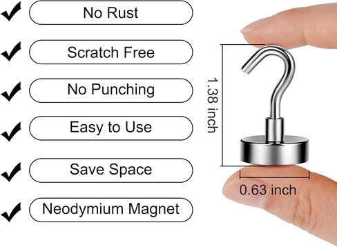 NOBEFY 20 Pack Magnetic Hooks Heavy Duty, 22Lbs Magnetic Hooks for Hanging, Strong Cruise Magnetic Hooks, Magnet Hook for Kitchen, Garage, Office in Saudi Arabia