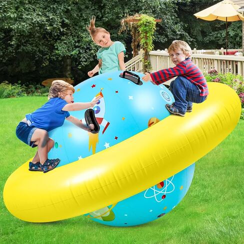 Poen Inflatable Dome Rocker Bouncer 63''L x 63''W x 39''H, Blow up Climbing Rocker Kids Giant Inflatable Rocker Seesaw Outdoor Roll and Play Seesaw Rocker Toddler Inflatable Balance Game with 6 Handle in Saudi Arabia
