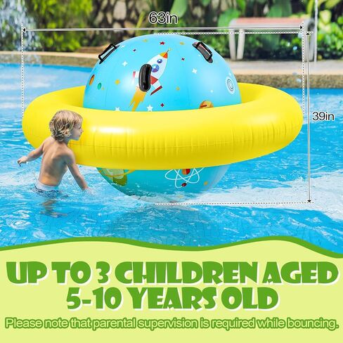 Poen Inflatable Dome Rocker Bouncer 63''L x 63''W x 39''H, Blow up Climbing Rocker Kids Giant Inflatable Rocker Seesaw Outdoor Roll and Play Seesaw Rocker Toddler Inflatable Balance Game with 6 Handle in Saudi Arabia