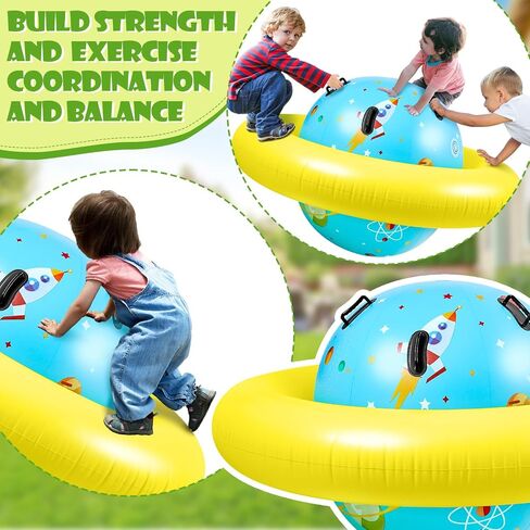 Poen Inflatable Dome Rocker Bouncer 63''L x 63''W x 39''H, Blow up Climbing Rocker Kids Giant Inflatable Rocker Seesaw Outdoor Roll and Play Seesaw Rocker Toddler Inflatable Balance Game with 6 Handle in Saudi Arabia