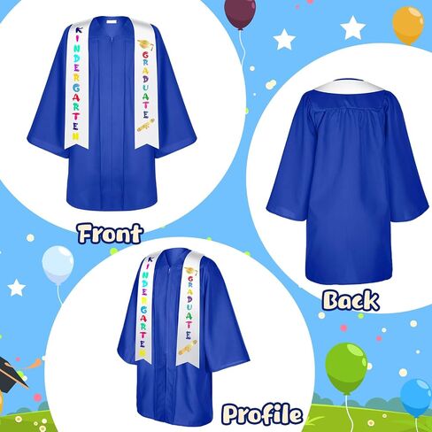 6 Sets Matte Kindergarten Graduation Gown Cap Set with 2024 Tassel Stole Certificate Graduation Gifts Bracelet in Saudi Arabia