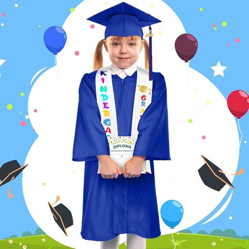6 Sets Matte Kindergarten Graduation Gown Cap Set with 2024 Tassel Stole Certificate Graduation Gifts Bracelet in Saudi Arabia