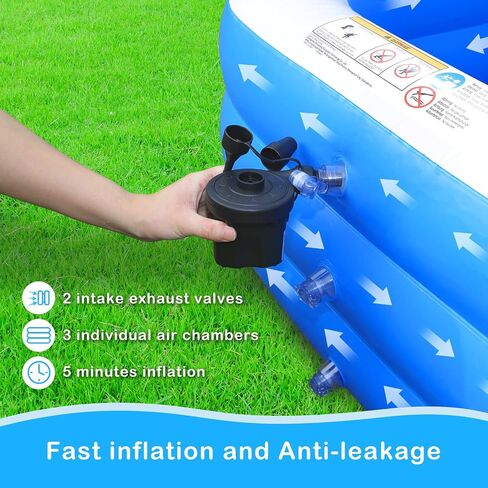 Sumbee Inflatable Swimming Kiddie Pool for Adults Kids Ages 6-12, Size 120" X 72" X 22" Large Blow Up Pool for Family Backyard Outdoor Toddler,Big Rectangle Pool for Children,Full-Sized,Blue in Saudi Arabia