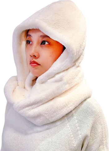 Lina & Lily Faux Fur Hood & Infinity Scarf Combo Winter Head Neck Wrap for Women Men in Saudi Arabia