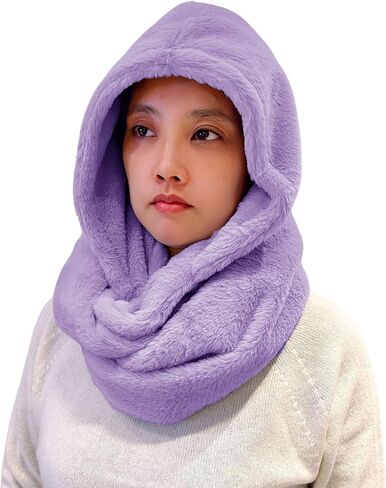 Lina & Lily Faux Fur Hood & Infinity Scarf Combo Winter Head Neck Wrap for Women Men in Saudi Arabia