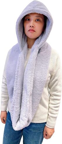 Lina & Lily Faux Fur Hood & Infinity Scarf Combo Winter Head Neck Wrap for Women Men in Saudi Arabia