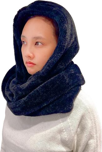 Lina & Lily Faux Fur Hood & Infinity Scarf Combo Winter Head Neck Wrap for Women Men in Saudi Arabia