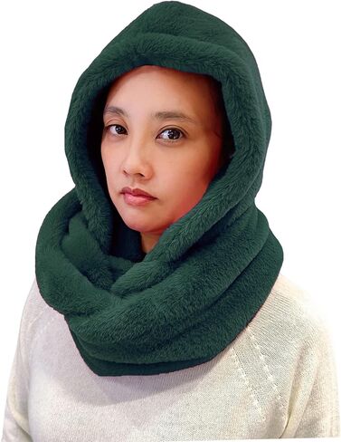 Lina & Lily Faux Fur Hood & Infinity Scarf Combo Winter Head Neck Wrap for Women Men in Saudi Arabia