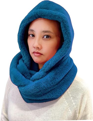 Lina & Lily Faux Fur Hood & Infinity Scarf Combo Winter Head Neck Wrap for Women Men in Saudi Arabia