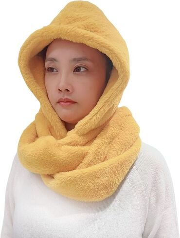 Lina & Lily Faux Fur Hood & Infinity Scarf Combo Winter Head Neck Wrap for Women Men in Saudi Arabia