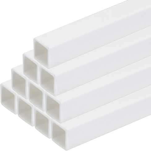 MECCANIXITY 10 قطع 20 بوصة من البلاستيك نموذج أنبوب ABS شريط مربع صلب 0.39 بوصة × 0.39 بوصة أبيض سهل المعالجة لصنع النماذج المعمارية DIY in Kuwait