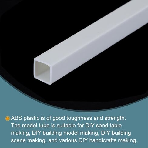 MECCANIXITY 10 قطع 20 بوصة من البلاستيك نموذج أنبوب ABS شريط مربع صلب 0.39 بوصة × 0.39 بوصة أبيض سهل المعالجة لصنع النماذج المعمارية DIY in Kuwait