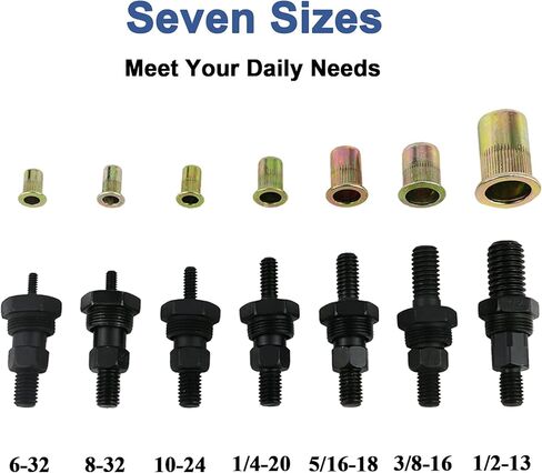 TR TOOLROCK 860 قطعة SAE مجموعة متنوعة من صواميل البرشام ومجموعة مسدس صامولة 13 بوصة، SAE UNC 6#-32 8#-32 10#-24 1/4"-20 5/16"-18 3/8"-16 1/ 2 "-13، مجموعة صامولة برشام مع حقيبة حمل متينة in Kuwait