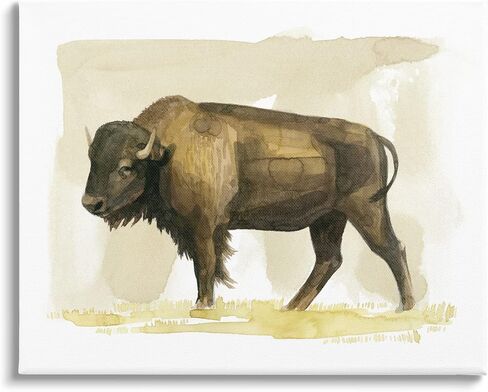 لوحة فنية جدارية من القماش بألوان مائية من Stupell Industries Bison Rural Animal، تصميم بواسطة Grace Popp in Saudi Arabia