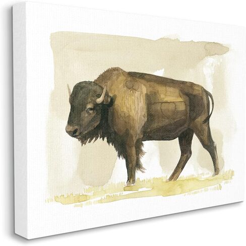 لوحة فنية جدارية من القماش بألوان مائية من Stupell Industries Bison Rural Animal، تصميم بواسطة Grace Popp in Saudi Arabia