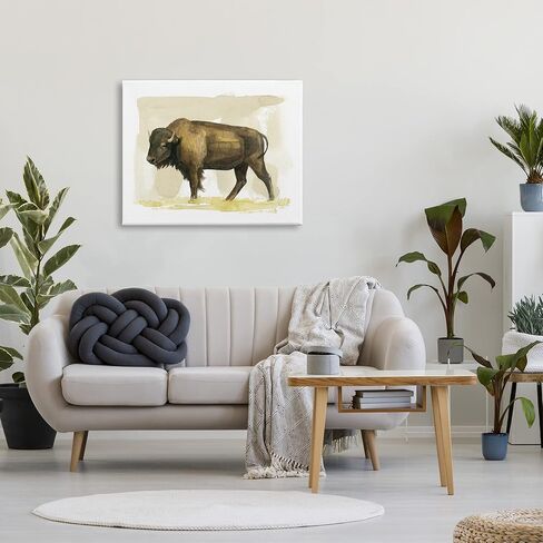 لوحة فنية جدارية من القماش بألوان مائية من Stupell Industries Bison Rural Animal، تصميم بواسطة Grace Popp in Saudi Arabia