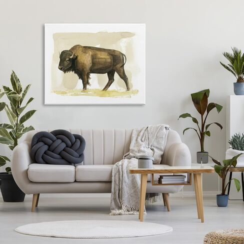 لوحة فنية جدارية من القماش بألوان مائية من Stupell Industries Bison Rural Animal، تصميم بواسطة Grace Popp in Saudi Arabia