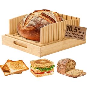 قطاعة الخبز للأرغفة المصنوعة منزليًا والعجين المخمر - قطاعة خبز الخيزران القابلة للتعديل مقاس 10.5 بوصة، سطح مطور خالٍ من الخدوش، مثالية للخبز الحرفي والمحلي الصنع in Kuwait