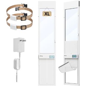 باب زجاجي منزلق أوتوماتيكي للكلاب مع مستشعر للياقة، باب هزلي كهربائي كبير جدًا لأبواب زجاجية منزلقة، ارتفاع منزلق قابل للتعديل من 76 بوصة إلى 80-11/16 بوصة، مضاد للقرص، يناسب الكلاب الكبيرة جدًا حتى 220 رطلاً (XL) in Kuwait