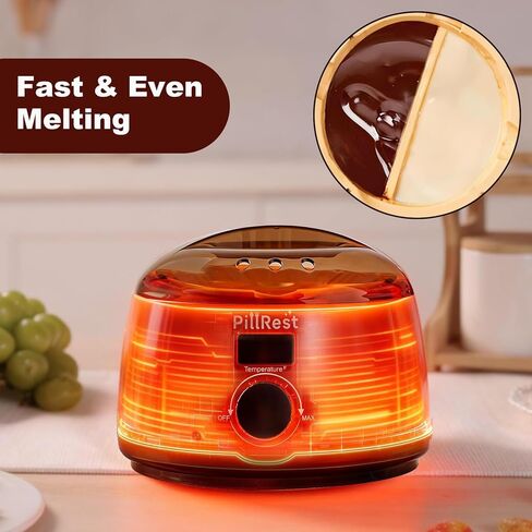 وعاء ذوبان الشوكولاتة، جهاز صهر الحلوى الكهربائي مع وعاءين من السيليكون غير اللاصق، شاشة رقمية للتحكم في درجة الحرارة في الوقت الحقيقي، مجموعة سخان الفوندو لغمس الشوكولاتة والجبن والحلوى والكعك in Kuwait
