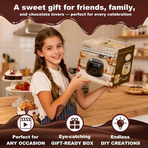 وعاء ذوبان الشوكولاتة، جهاز صهر الحلوى الكهربائي مع وعاءين من السيليكون غير اللاصق، شاشة رقمية للتحكم في درجة الحرارة في الوقت الحقيقي، مجموعة سخان الفوندو لغمس الشوكولاتة والجبن والحلوى والكعك in Kuwait