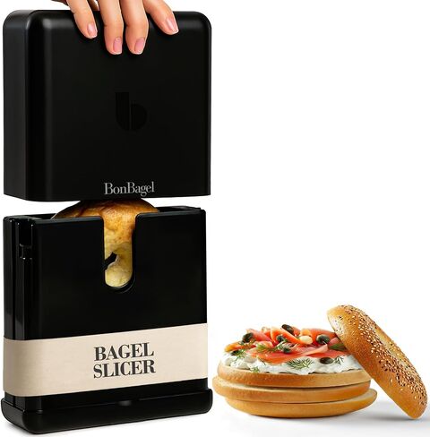 Bagel Slicer Cutter for Small and Large Bagels, Auto-Center, White | 7-Inch Bagel Cutter, Precision Blades slices Bread, Bagels, Muffins Evenly, Compact Design for Kitchen, Dishwasher safe in Saudi Arabia