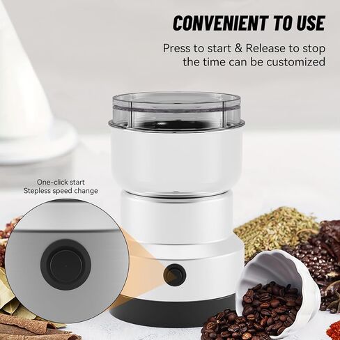 Portable Spice Grinder for Coffee Bean Spices and Seeds Electric Grinder with Stainless Steel Blades for Home Use (Silvery) in Saudi Arabia