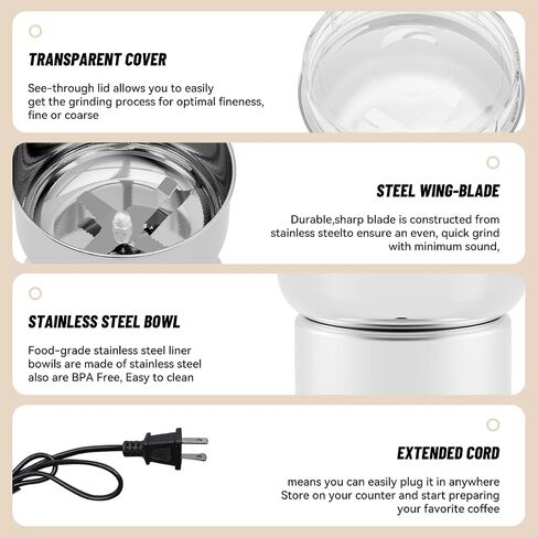 Portable Spice Grinder for Coffee Bean Spices and Seeds Electric Grinder with Stainless Steel Blades for Home Use (Silvery) in Saudi Arabia