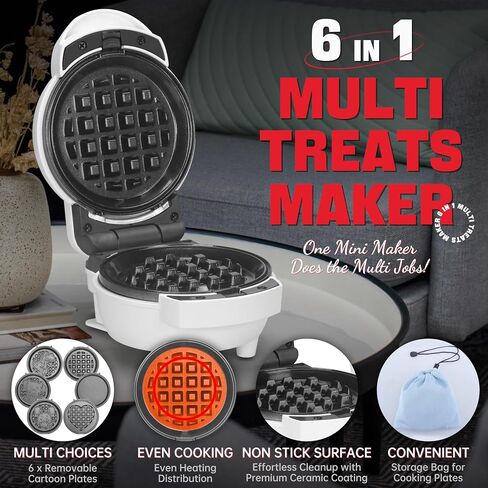 Pizzelle Maker Electric, Non-stick Stroopwafel Iron, 2 X 5" Cookie Machine for Christmas, 4" Mold Included, White in Saudi Arabia