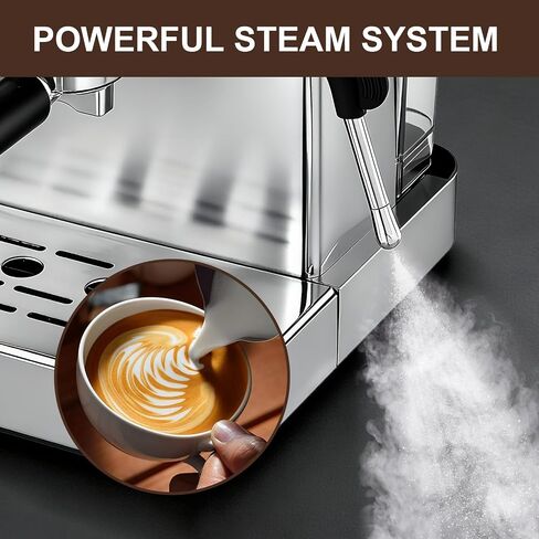 Espresso machine 20 Bar, Espresso Maker with Powerful Steam Milk Frother, Stainless Steel Coffee Machine with Fast Heating System for Cappuccino, Latte in Saudi Arabia