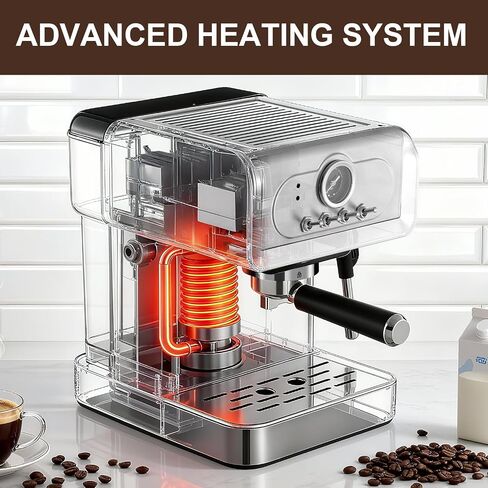 Espresso machine 20 Bar, Espresso Maker with Powerful Steam Milk Frother, Stainless Steel Coffee Machine with Fast Heating System for Cappuccino, Latte in Saudi Arabia