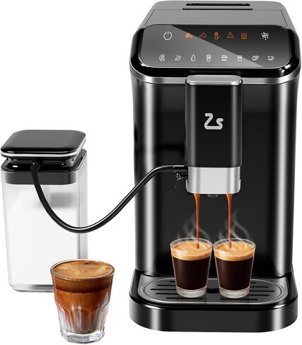 Automatic Espresso Machine with 20 Bar Pressure – One-Touch Coffee Maker, Built-in Grinder & Milk Frother, 6 Custom Recipes, 1.5L Water Tank, Auto Self-Cleaning, 120V for Home & Office (Black&Silver) in Saudi Arabia