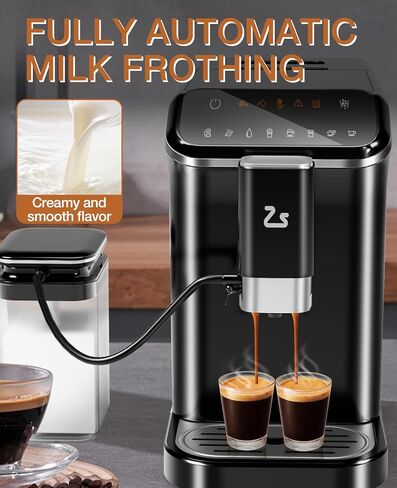 Automatic Espresso Machine with 20 Bar Pressure – One-Touch Coffee Maker, Built-in Grinder & Milk Frother, 6 Custom Recipes, 1.5L Water Tank, Auto Self-Cleaning, 120V for Home & Office (Black&Silver) in Saudi Arabia