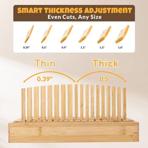 قطاعة الخبز للأرغفة المصنوعة منزليًا والعجين المخمر - قطاعة خبز الخيزران القابلة للتعديل مقاس 10.5 بوصة، سطح مطور خالٍ من الخدوش، مثالية للخبز الحرفي والمحلي الصنع in Kuwait