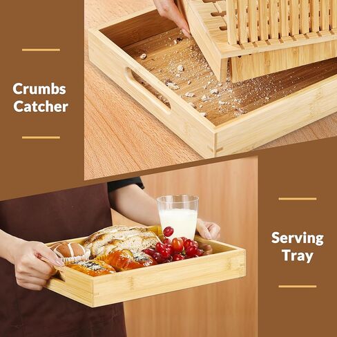 قطاعة الخبز للأرغفة المصنوعة منزليًا والعجين المخمر - قطاعة خبز الخيزران القابلة للتعديل مقاس 10.5 بوصة، سطح مطور خالٍ من الخدوش، مثالية للخبز الحرفي والمحلي الصنع in Kuwait