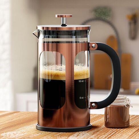Veken French Press Coffee Maker 34oz,No Plastic Touching Cafe,Thickened Borosilicate Glass Stainless Steel Brewer,Cold Brew Cafetera Teapot for Kitchen Travel Camping,Gifts,Bar Accessories,Dark Pewter in Kuwait