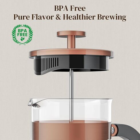 Veken French Press Coffee Maker 34oz,No Plastic Touching Cafe,Thickened Borosilicate Glass Stainless Steel Brewer,Cold Brew Cafetera Teapot for Kitchen Travel Camping,Gifts,Bar Accessories,Dark Pewter in Kuwait