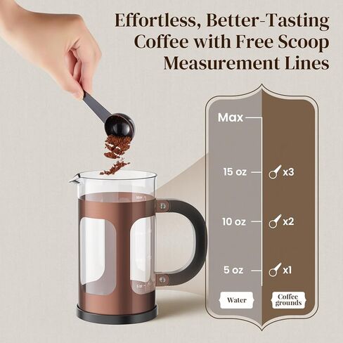 Veken French Press Coffee Maker 34oz,No Plastic Touching Cafe,Thickened Borosilicate Glass Stainless Steel Brewer,Cold Brew Cafetera Teapot for Kitchen Travel Camping,Gifts,Bar Accessories,Dark Pewter in Kuwait