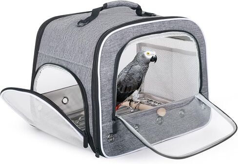 halinfer Bird Carry Carrier to Transport Large Size Parrot, Portable Bag with Metal Tray and Grid for Medium and Large Birds Like African Grey, Long Tail Cockatiel and Parrot in Saudi Arabia