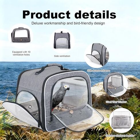 halinfer Bird Carry Carrier to Transport Large Size Parrot, Portable Bag with Metal Tray and Grid for Medium and Large Birds Like African Grey, Long Tail Cockatiel and Parrot in Saudi Arabia