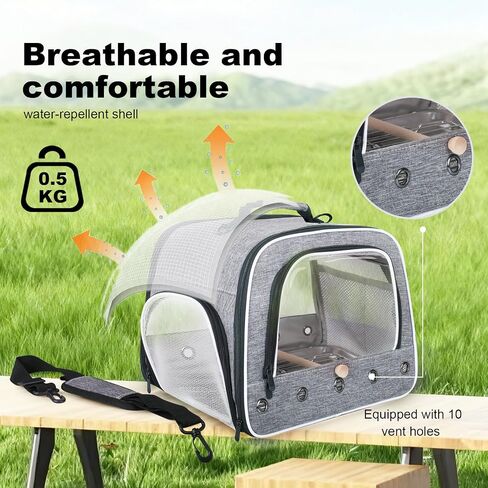 halinfer Bird Carry Carrier to Transport Large Size Parrot, Portable Bag with Metal Tray and Grid for Medium and Large Birds Like African Grey, Long Tail Cockatiel and Parrot in Saudi Arabia