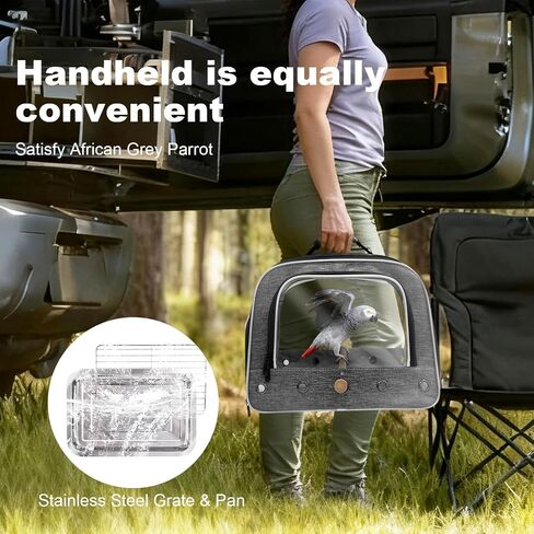halinfer Bird Carry Carrier to Transport Large Size Parrot, Portable Bag with Metal Tray and Grid for Medium and Large Birds Like African Grey, Long Tail Cockatiel and Parrot in Saudi Arabia