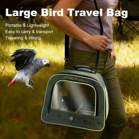 halinfer Bird Carry Carrier to Transport Large Size Parrot, Portable Bag with Metal Tray and Grid for Medium and Large Birds Like African Grey, Long Tail Cockatiel and Parrot in Saudi Arabia