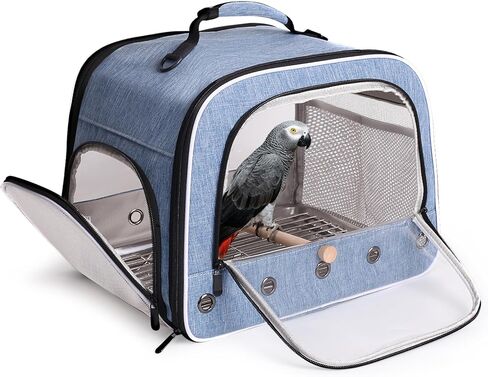 halinfer Bird Carry Carrier to Transport Large Size Parrot, Portable Bag with Metal Tray and Grid for Medium and Large Birds Like African Grey, Long Tail Cockatiel and Parrot in Saudi Arabia